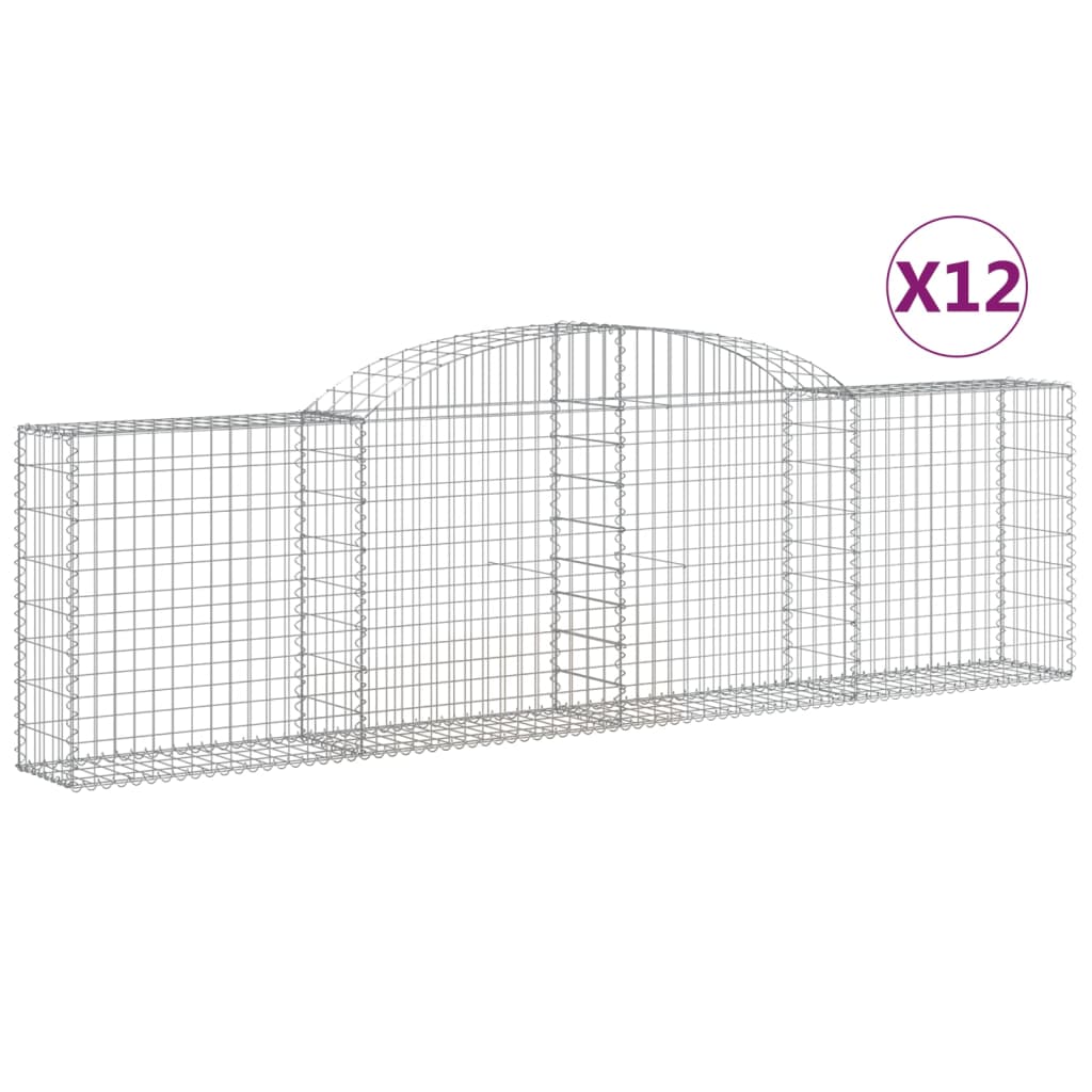 Arched Gabion Baskets 12 pcs 300x30x80/100 cm Galvanised Iron