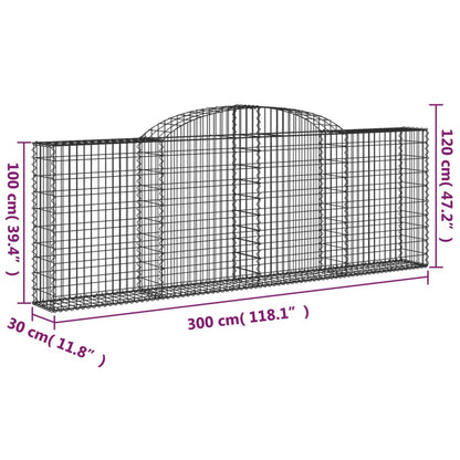 Arched Gabion Baskets 13 pcs 300x30x100/120 cm Galvanised Iron