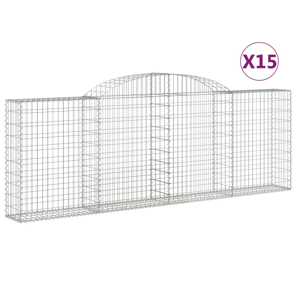 Arched Gabion Baskets 15 pcs 300x30x100/120 cm Galvanised Iron