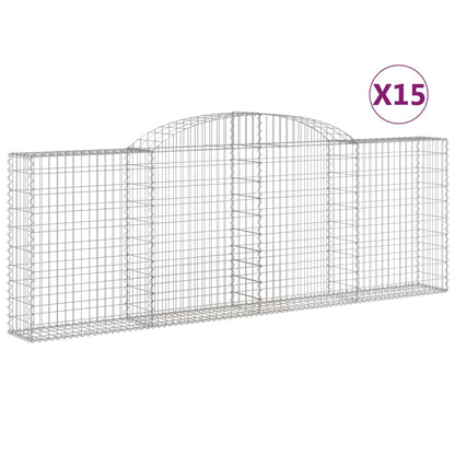 Arched Gabion Baskets 15 pcs 300x30x100/120 cm Galvanised Iron