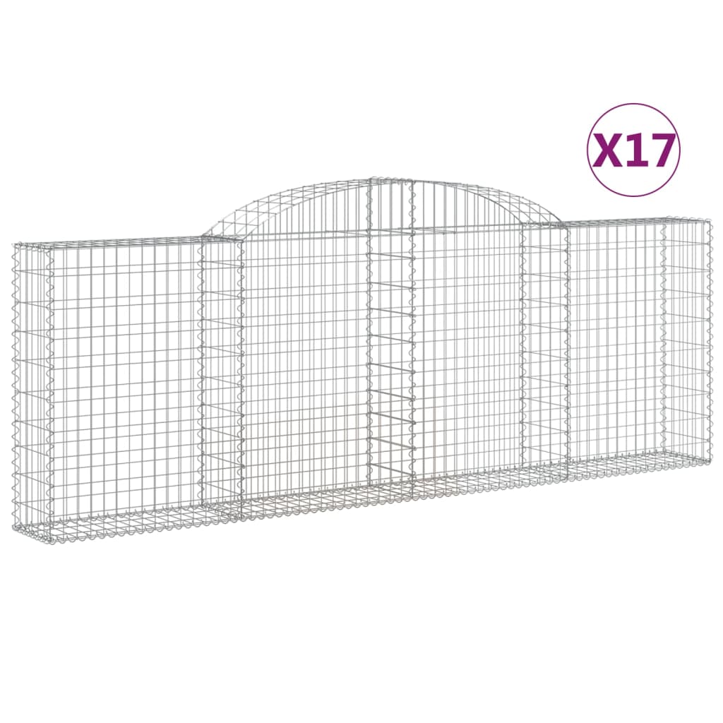 Arched Gabion Baskets 17 pcs 300x30x100/120 cm Galvanised Iron