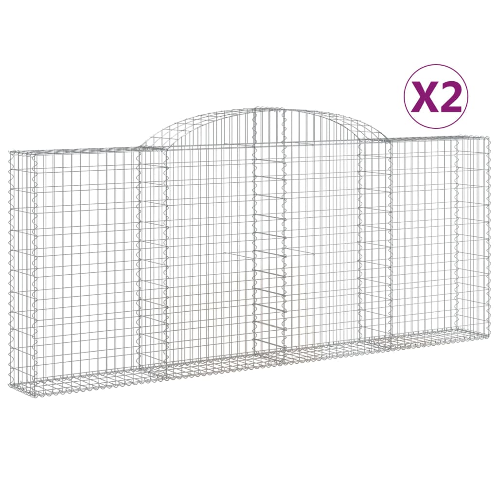 Arched Gabion Baskets 2 pcs 300x30x120/140 cm Galvanised Iron