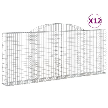 Arched Gabion Baskets 12 pcs 300x30x120/140 cm Galvanised Iron