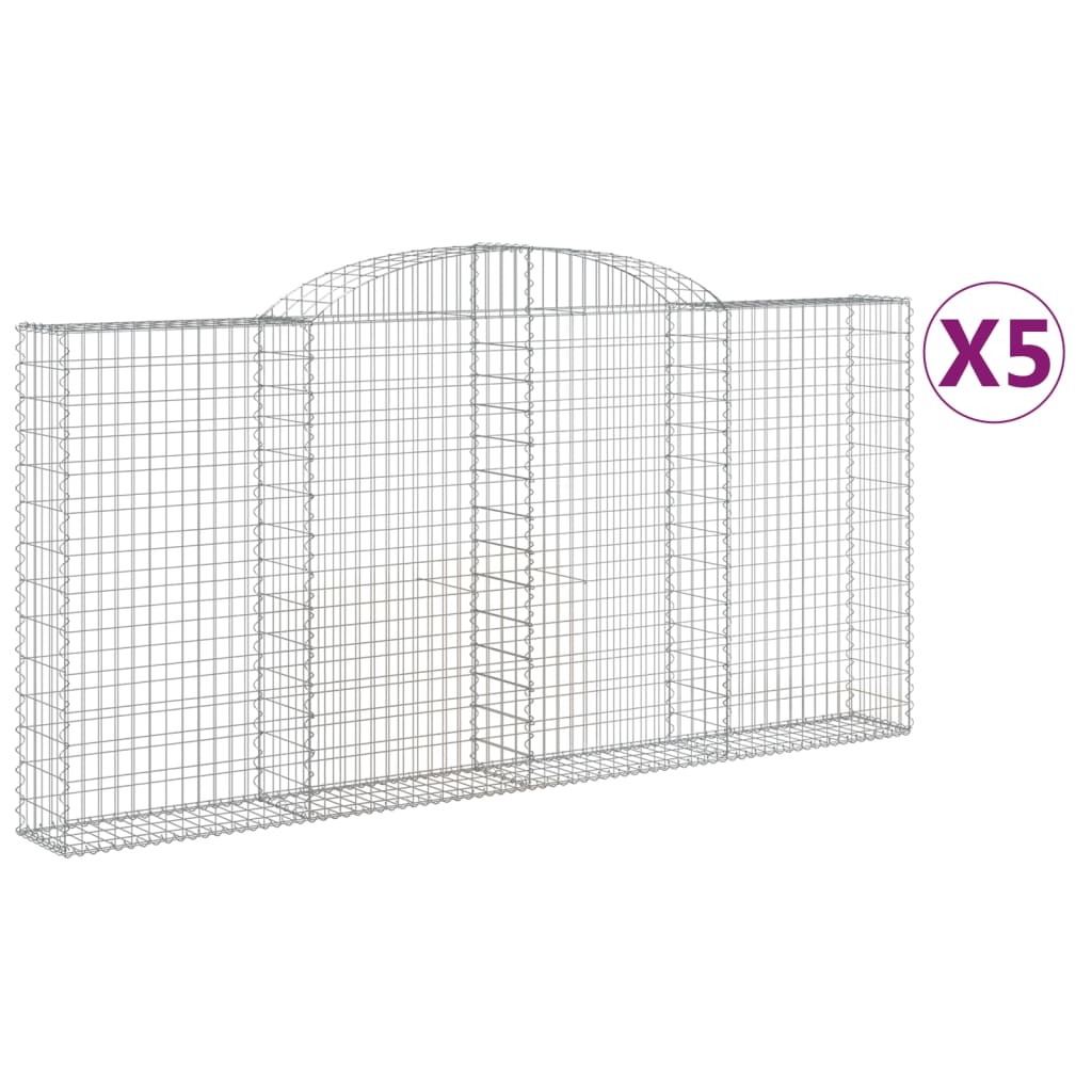 Arched Gabion Baskets 5 pcs 300x30x140/160 cm Galvanised Iron