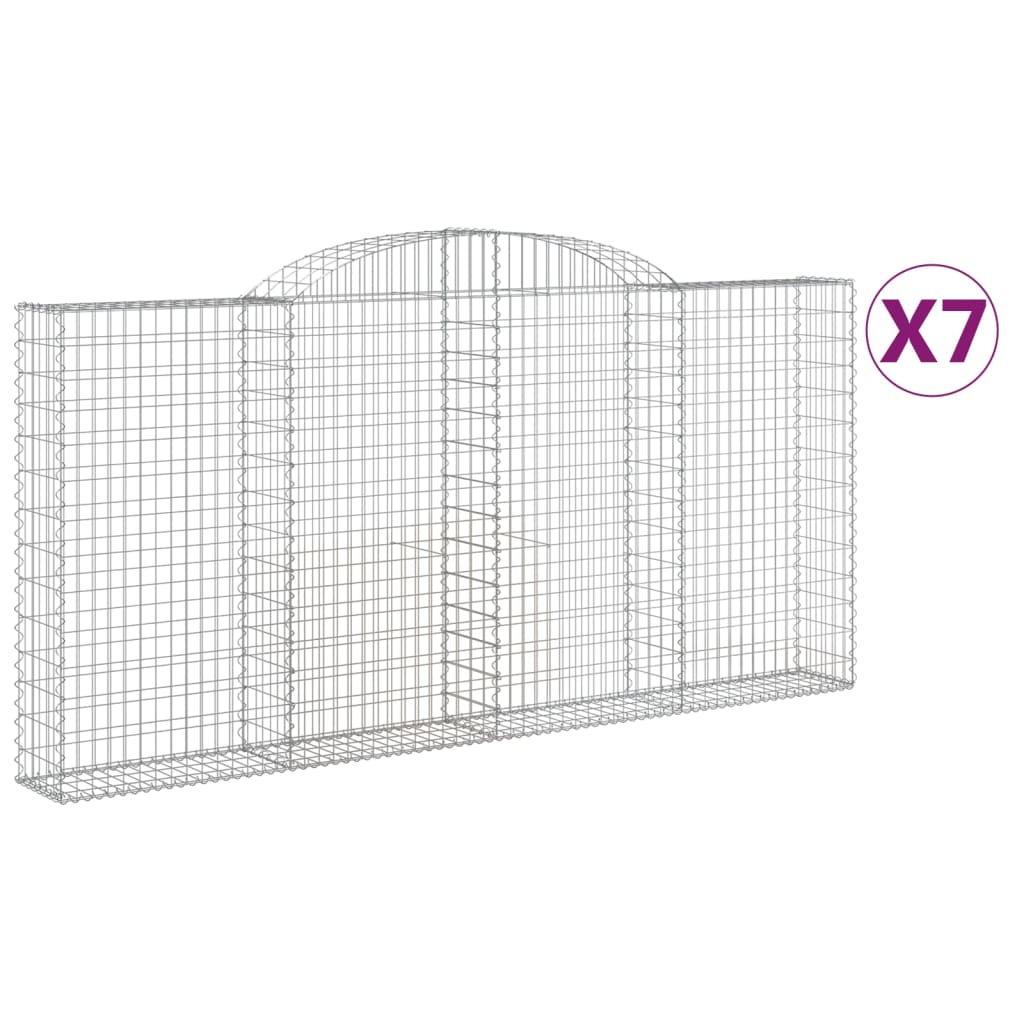 Arched Gabion Baskets 7 pcs 300x30x140/160 cm Galvanised Iron