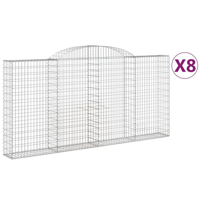 Arched Gabion Baskets 8 pcs 300x30x140/160 cm Galvanised Iron