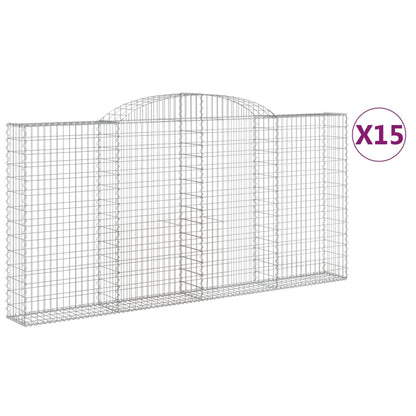 Arched Gabion Baskets 15 pcs 300x30x140/160 cm Galvanised Iron