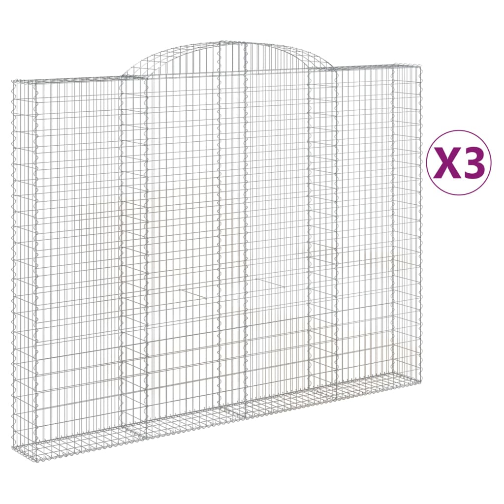 Arched Gabion Baskets 3 pcs 300x30x220/240 cm Galvanised Iron