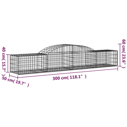 Arched Gabion Baskets 5 pcs 300x50x40/60 cm Galvanised Iron