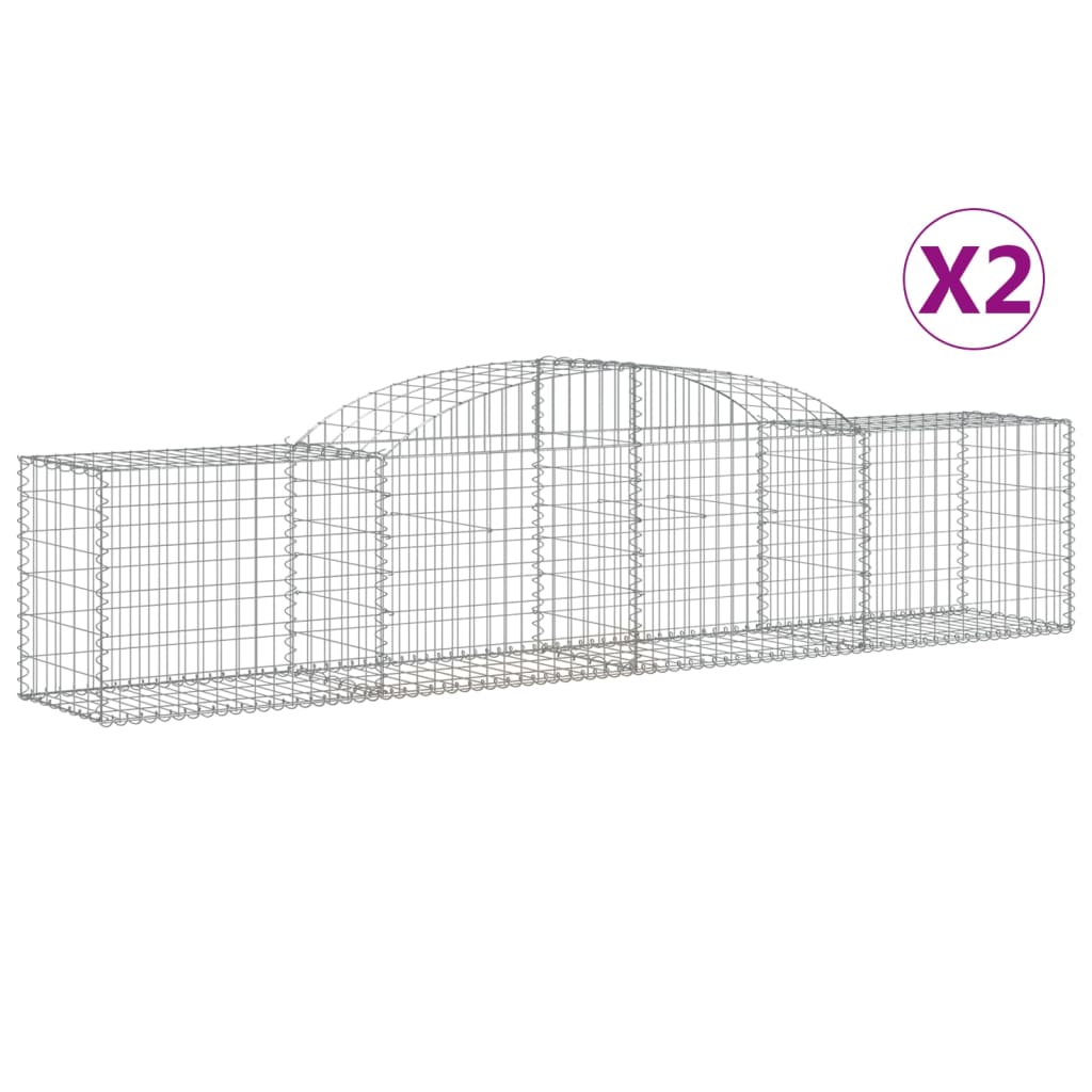 Arched Gabion Baskets 2 pcs 300x50x60/80 cm Galvanised Iron