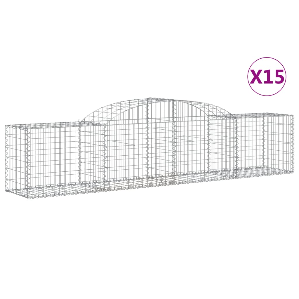 Arched Gabion Baskets 15 pcs 300x50x60/80 cm Galvanised Iron