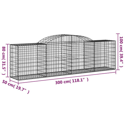 Arched Gabion Baskets 6 pcs 300x50x80/100 cm Galvanised Iron