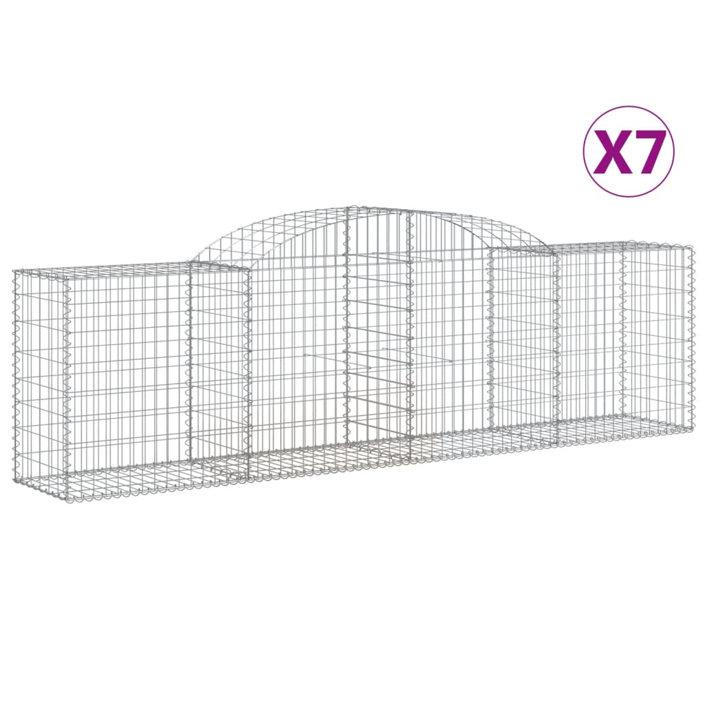 Arched Gabion Baskets 7 pcs 300x50x80/100 cm Galvanised Iron