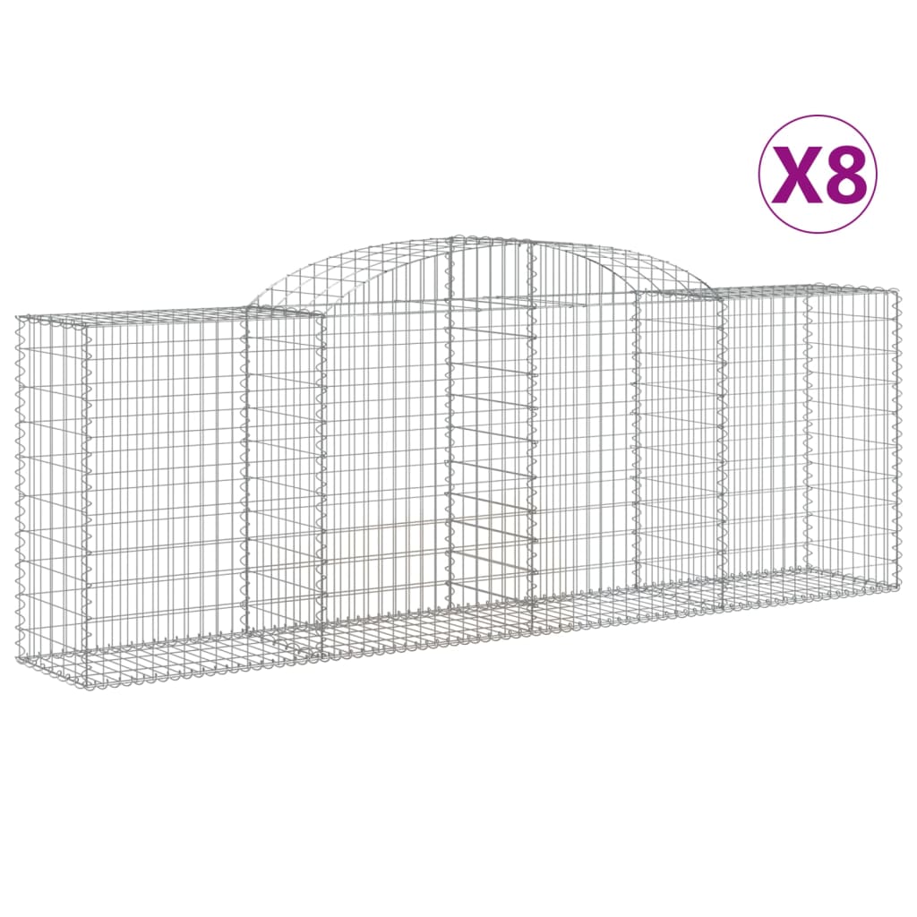 Arched Gabion Baskets 8 pcs 300x50x100/120 cm Galvanised Iron