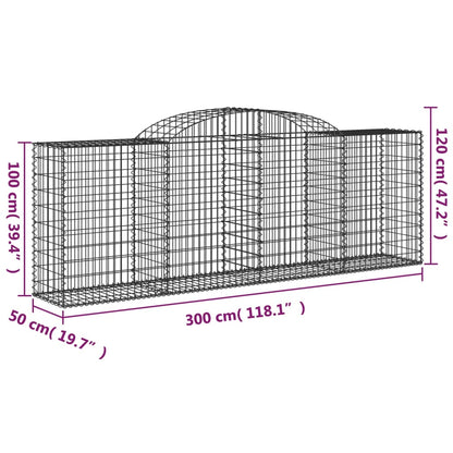 Arched Gabion Baskets 8 pcs 300x50x100/120 cm Galvanised Iron