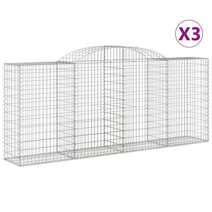 Arched Gabion Baskets 3 pcs 300x50x120/140 cm Galvanised Iron