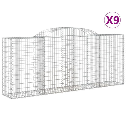 Arched Gabion Baskets 9 pcs 300x50x120/140 cm Galvanised Iron