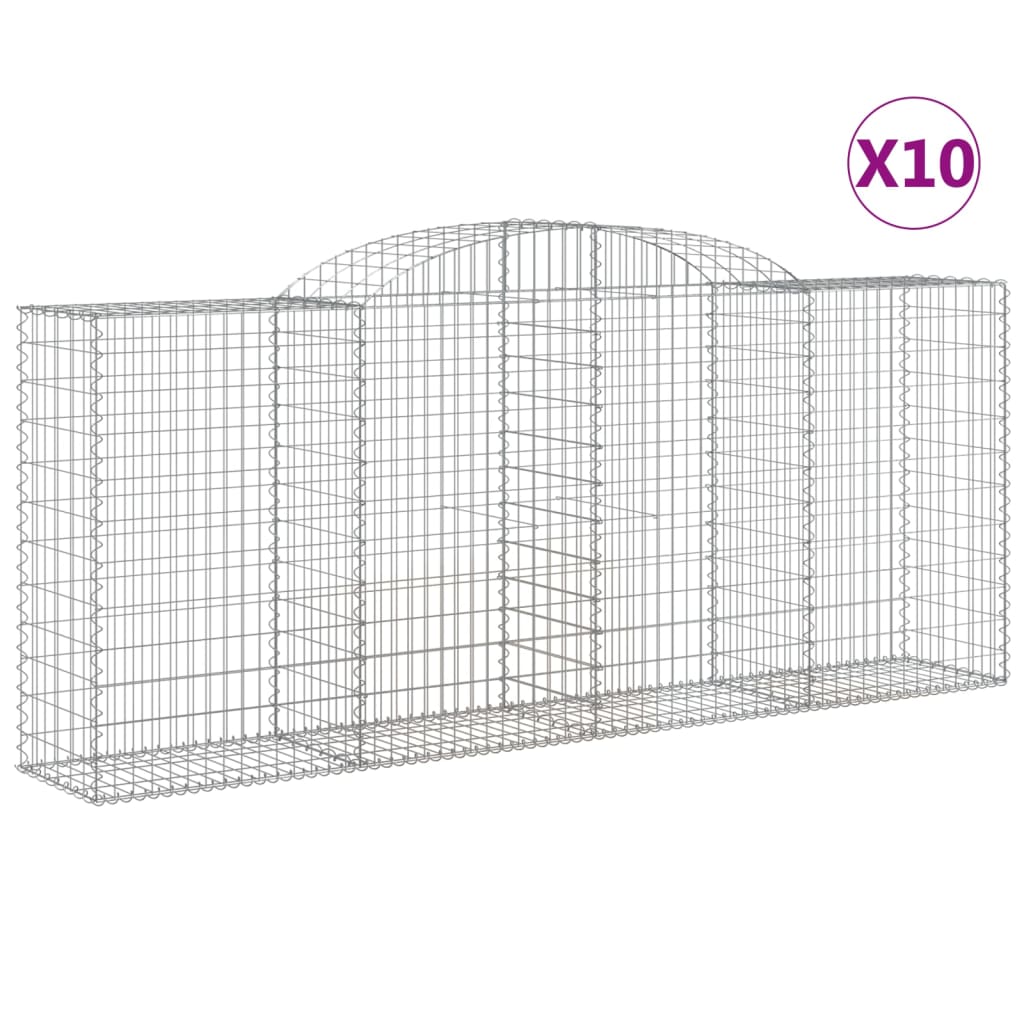 Arched Gabion Baskets 10 pcs 300x50x120/140 cm Galvanised Iron