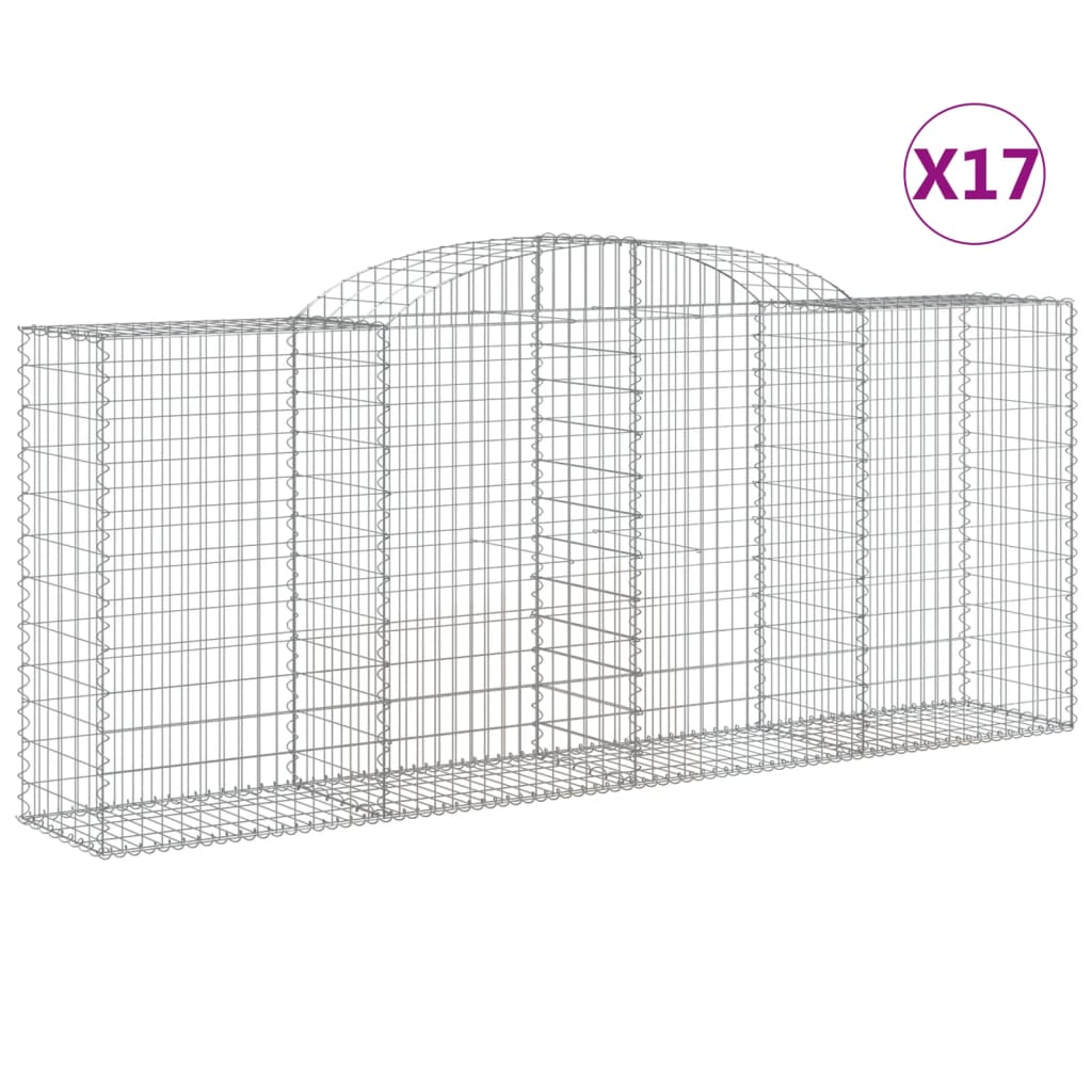 Arched Gabion Baskets 17 pcs 300x50x120/140 cm Galvanised Iron