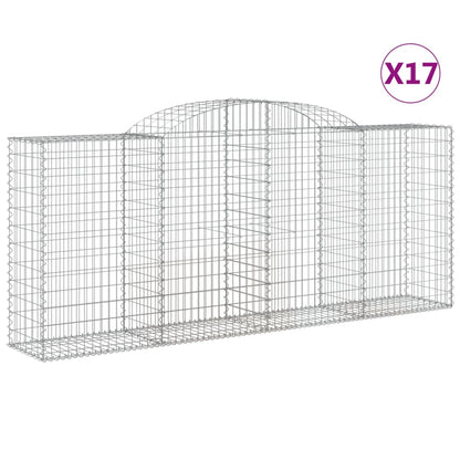 Arched Gabion Baskets 17 pcs 300x50x120/140 cm Galvanised Iron