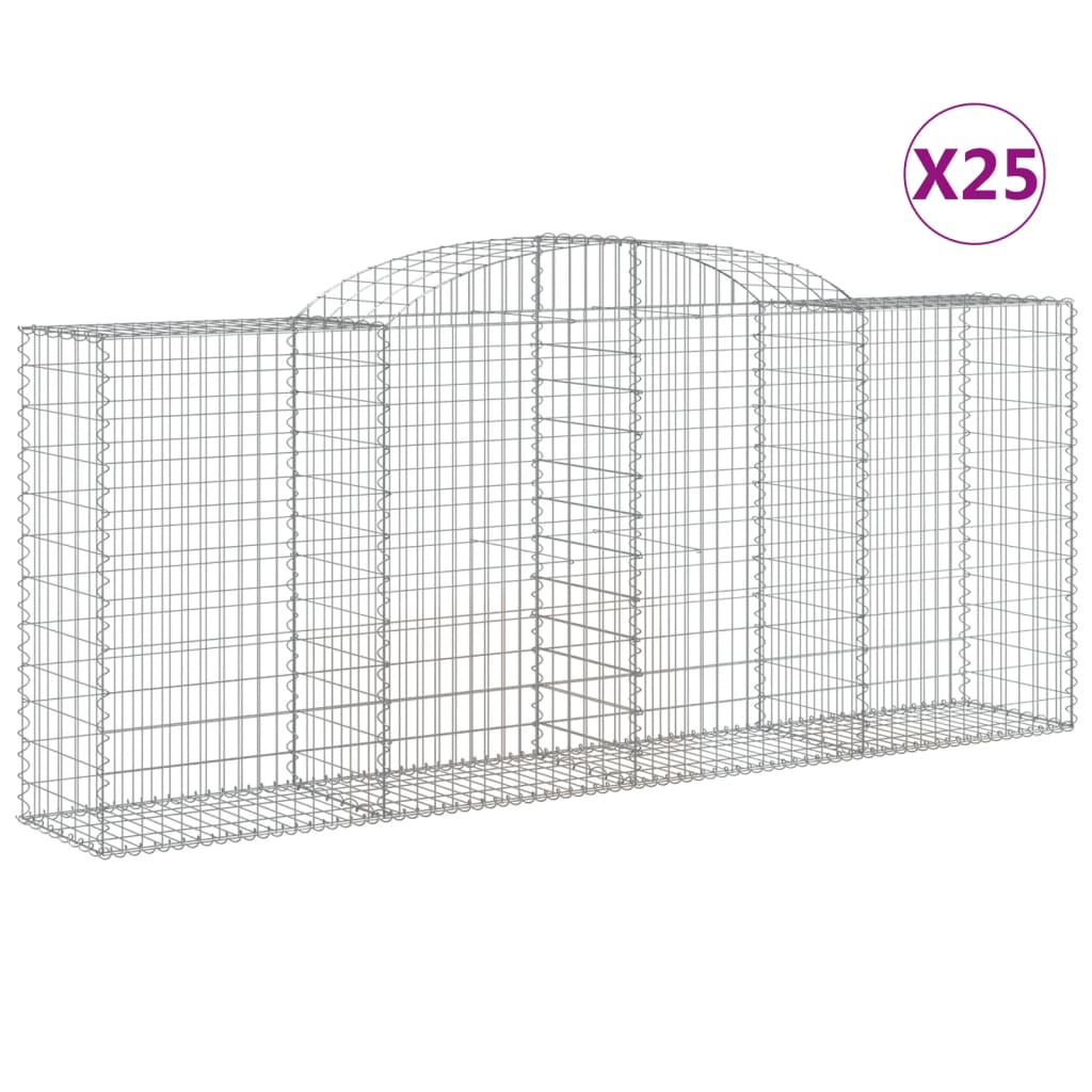 Arched Gabion Baskets 25 pcs 300x50x120/140 cm Galvanised Iron