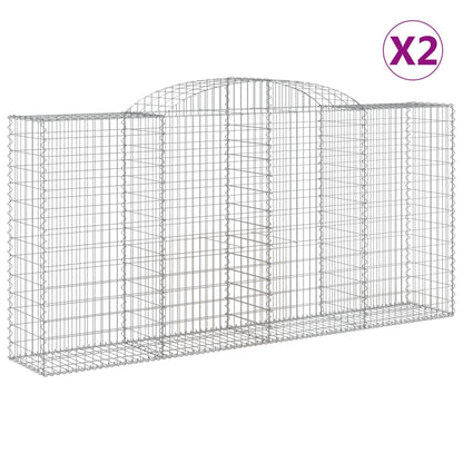 Arched Gabion Baskets 2 pcs 300x50x140/160 cm Galvanised Iron