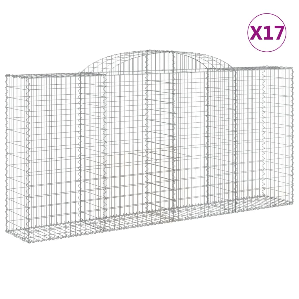 Arched Gabion Baskets 17 pcs 300x50x140/160 cm Galvanised Iron