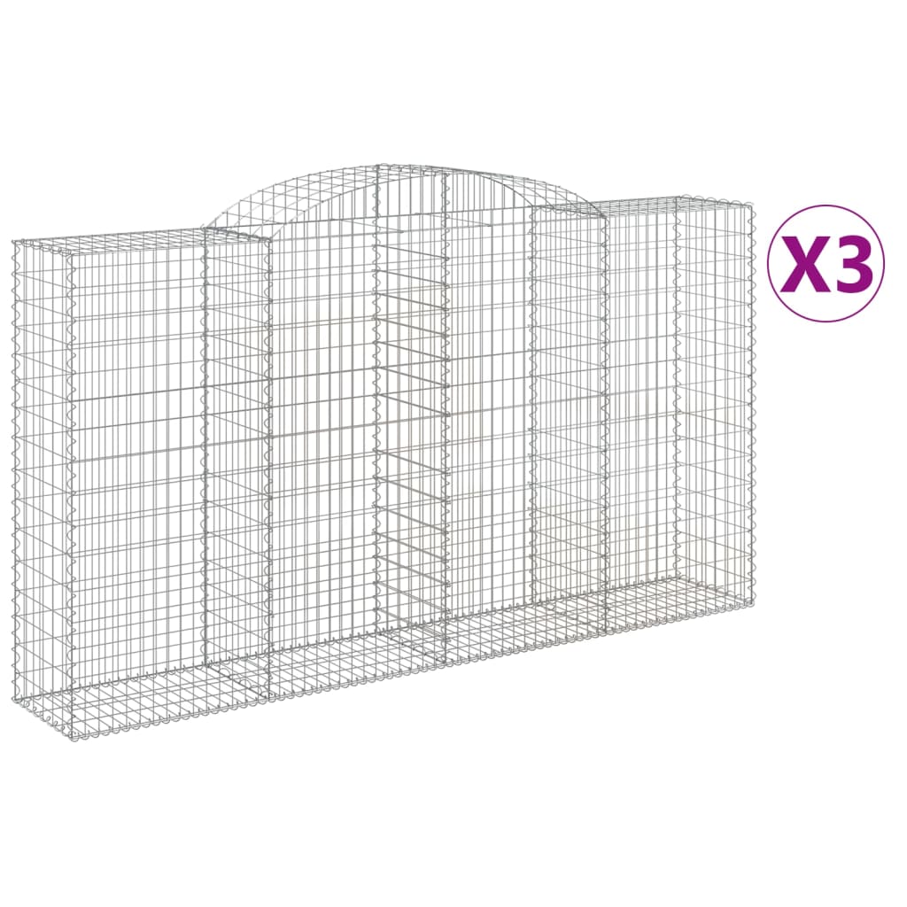 Arched Gabion Baskets 3 pcs 300x50x160/180 cm Galvanised Iron