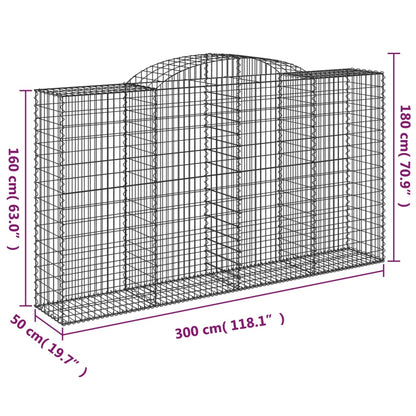 Arched Gabion Baskets 3 pcs 300x50x160/180 cm Galvanised Iron