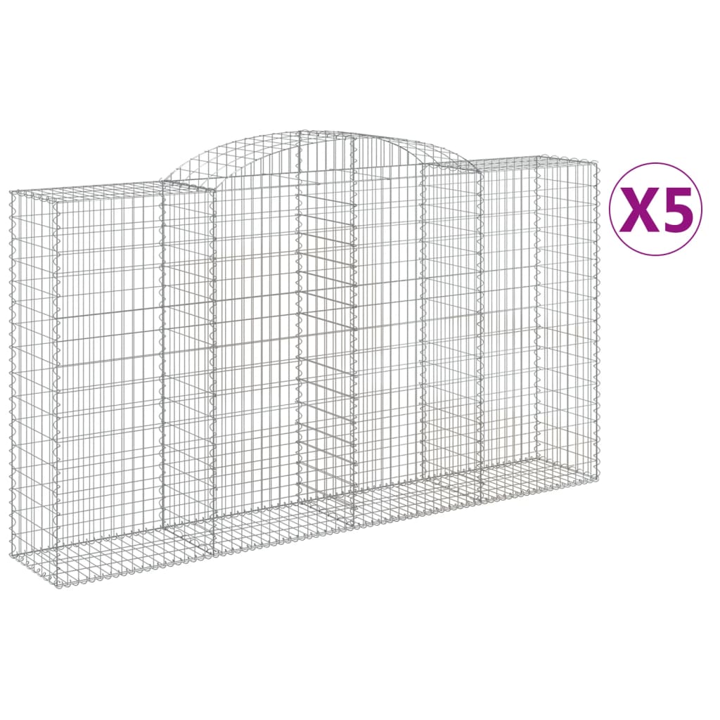 Arched Gabion Baskets 5 pcs 300x50x160/180 cm Galvanised Iron