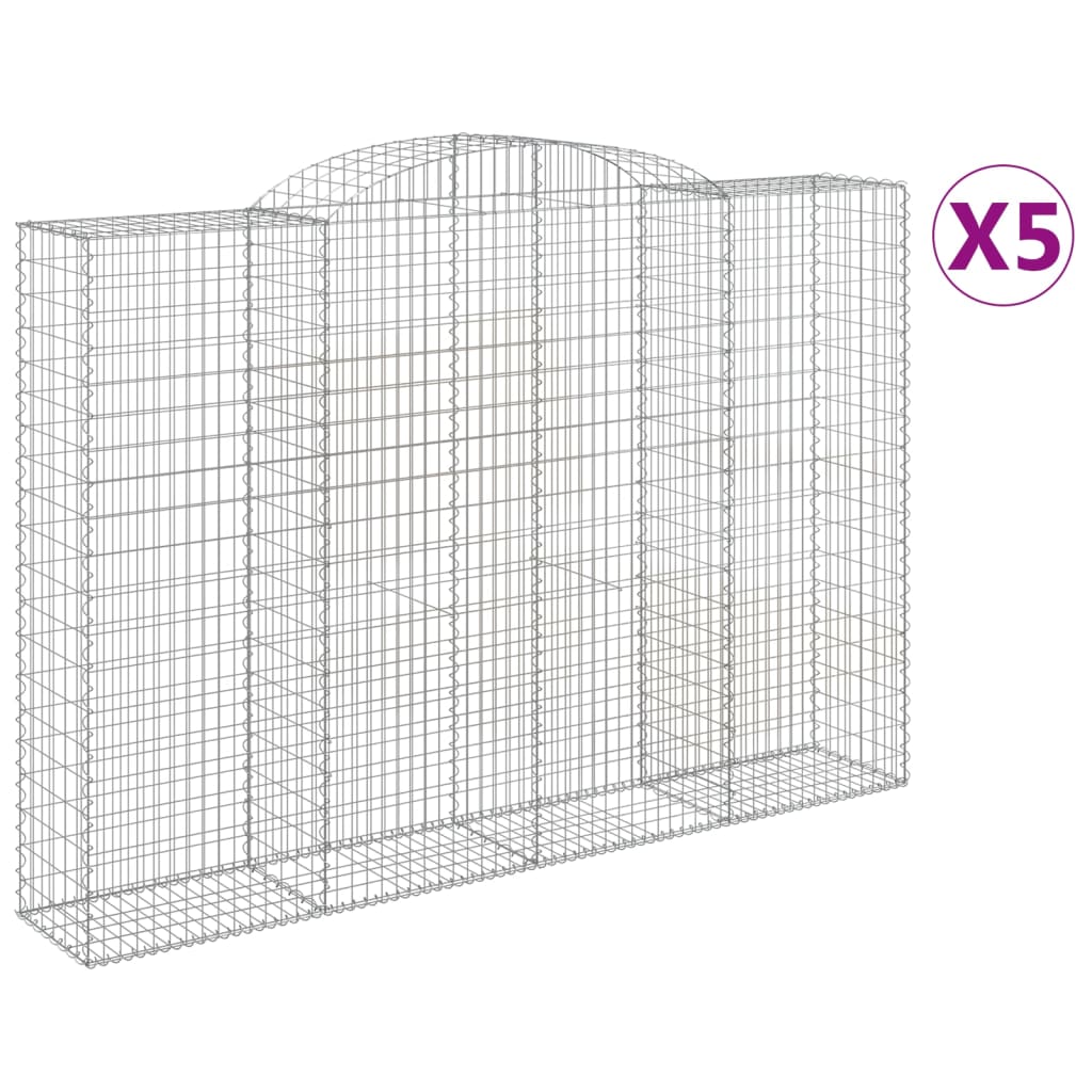 Arched Gabion Baskets 5 pcs 300x50x200/220 cm Galvanised Iron