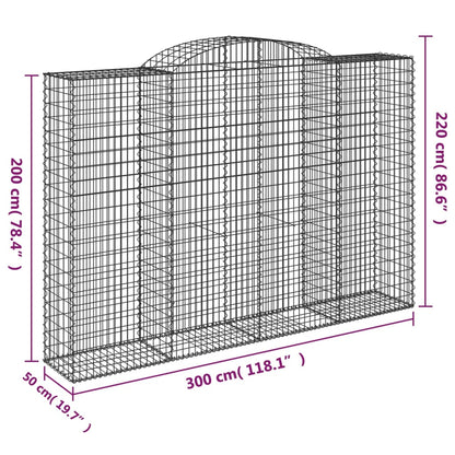 Arched Gabion Baskets 6 pcs 300x50x200/220 cm Galvanised Iron