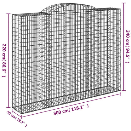 Arched Gabion Baskets 2 pcs 300x50x220/240 cm Galvanised Iron