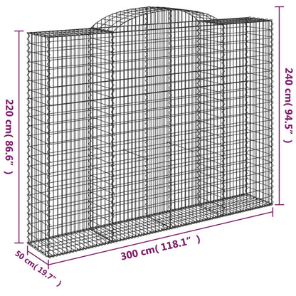 Arched Gabion Baskets 4 pcs 300x50x220/240 cm Galvanised Iron