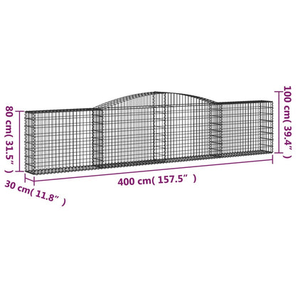 Arched Gabion Baskets 20 pcs 400x30x80/100 cm Galvanised Iron