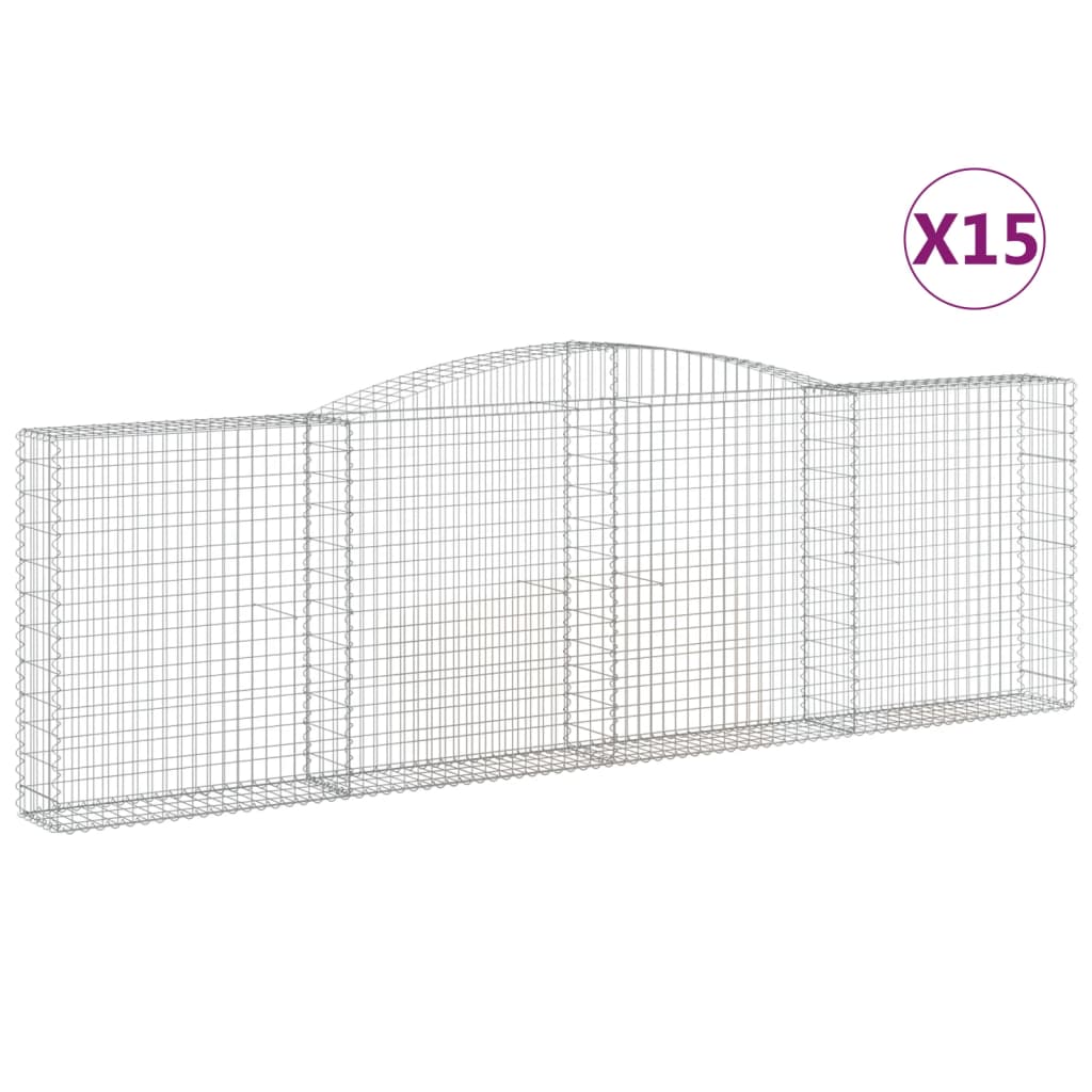 Arched Gabion Baskets 15 pcs 400x30x120/140 cm Galvanised Iron