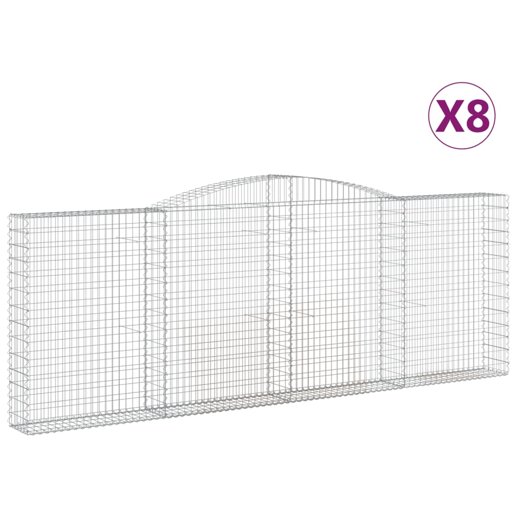 Arched Gabion Baskets 8 pcs 400x30x140/160 cm Galvanised Iron