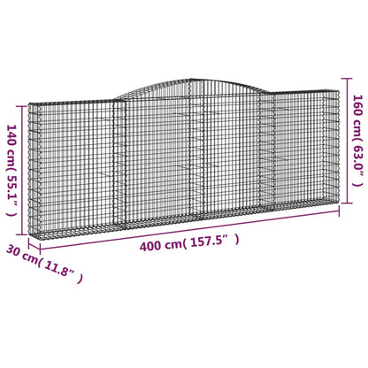 Arched Gabion Baskets 8 pcs 400x30x140/160 cm Galvanised Iron