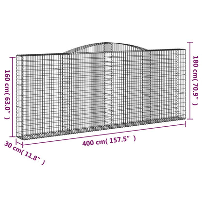 Arched Gabion Baskets 2 pcs 400x30x160/180 cm Galvanised Iron