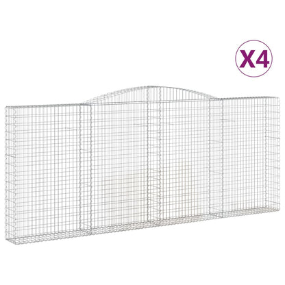 Arched Gabion Baskets 4 pcs 400x30x160/180 cm Galvanised Iron