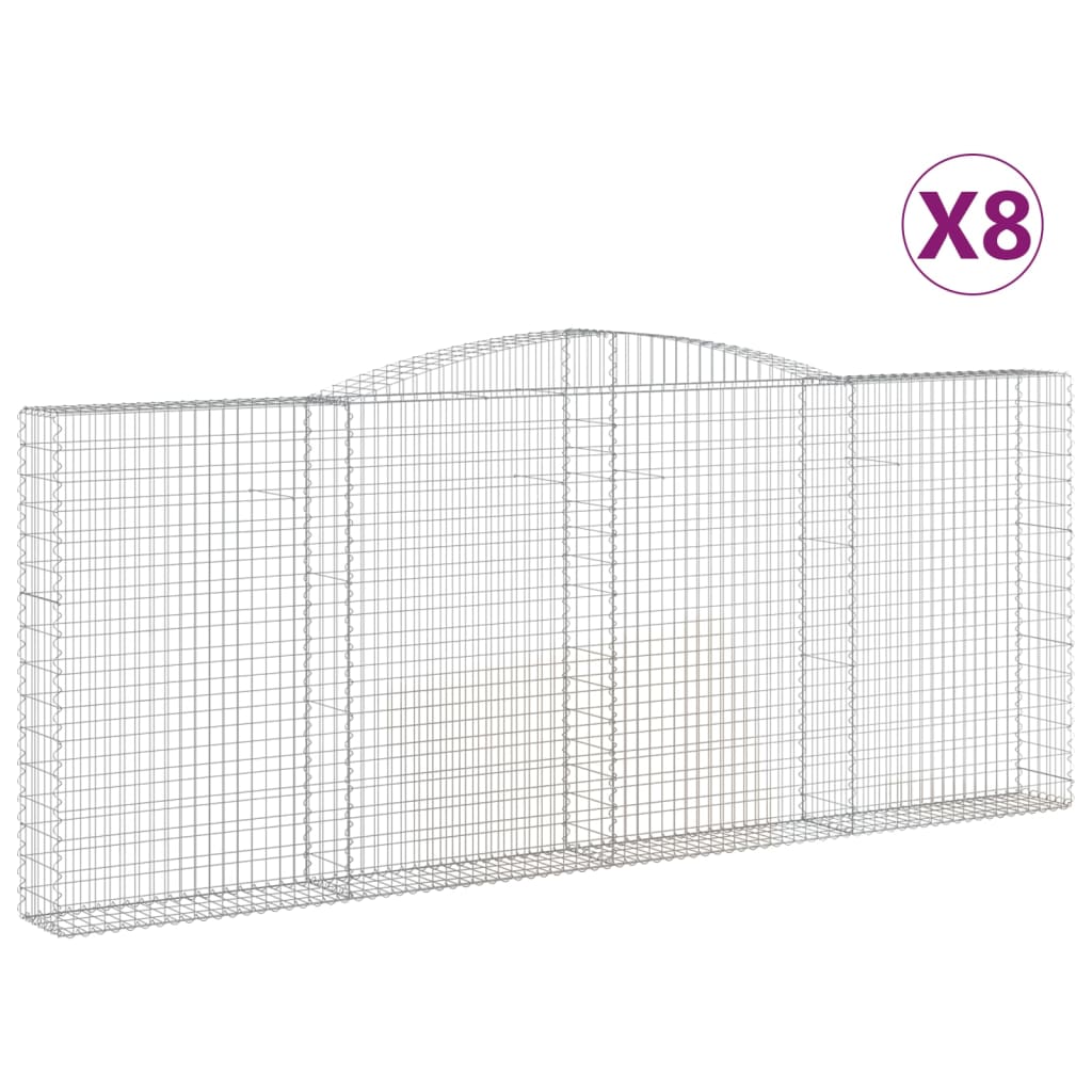Arched Gabion Baskets 8 pcs 400x30x160/180 cm Galvanised Iron