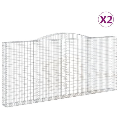 Arched Gabion Baskets 2 pcs 400x30x180/200 cm Galvanised Iron