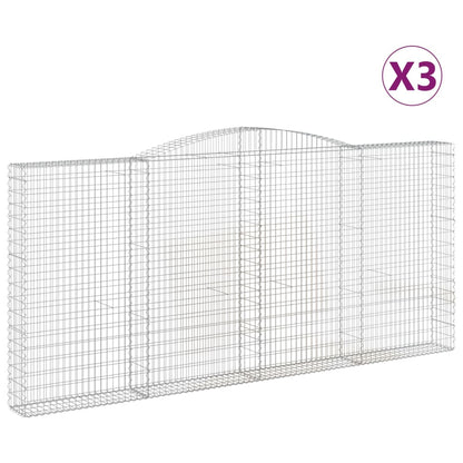 Arched Gabion Baskets 3 pcs 400x30x180/200 cm Galvanised Iron