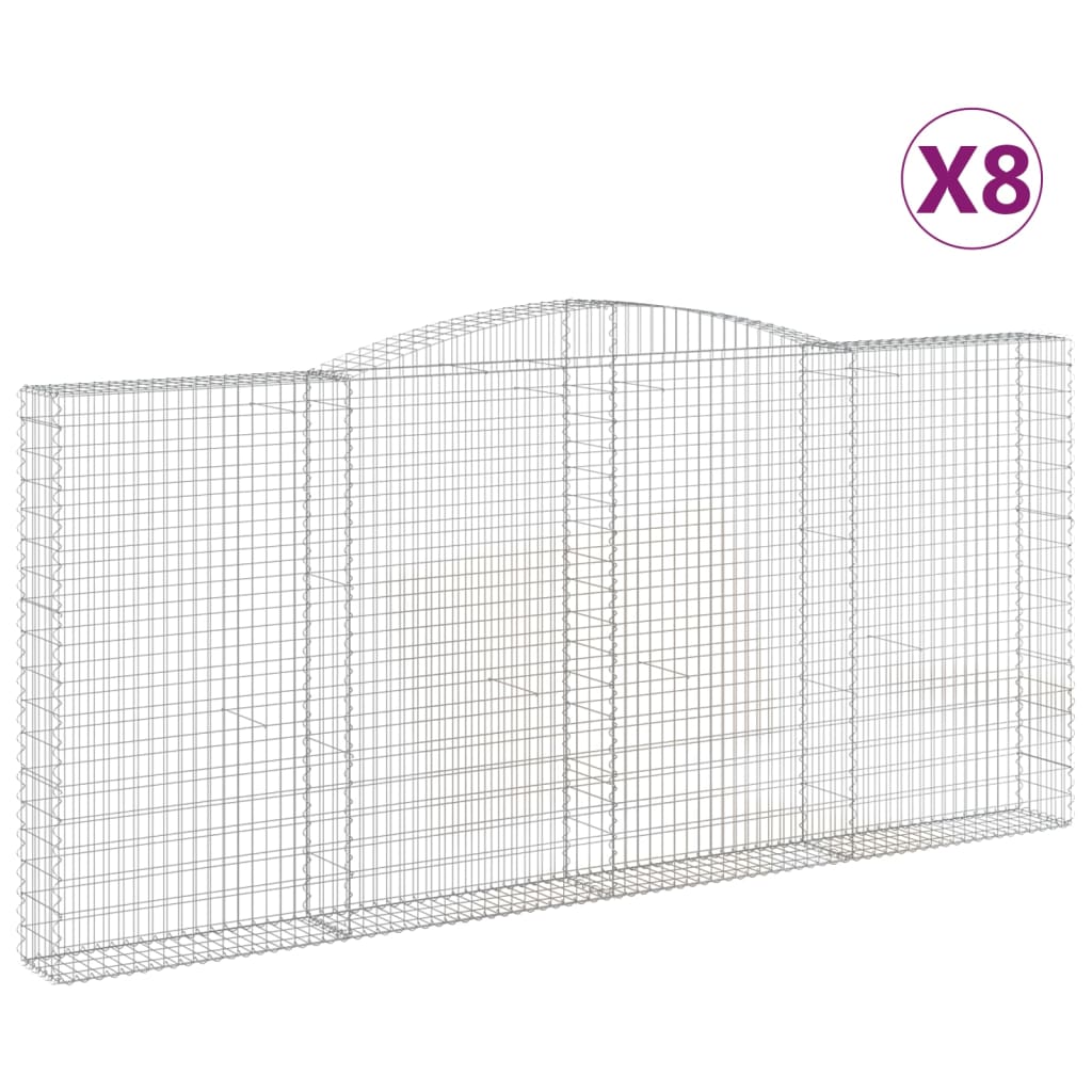 Arched Gabion Baskets 8 pcs 400x30x180/200 cm Galvanised Iron