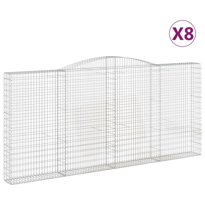 Arched Gabion Baskets 8 pcs 400x30x180/200 cm Galvanised Iron