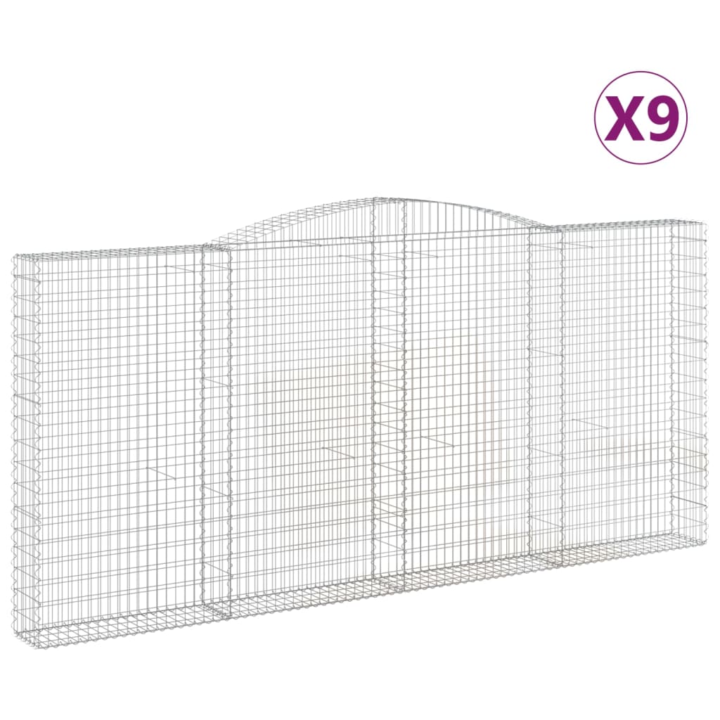 Arched Gabion Baskets 9 pcs 400x30x180/200 cm Galvanised Iron