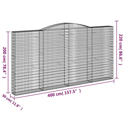 Arched Gabion Baskets 6 pcs 400x30x200/220 cm Galvanised Iron