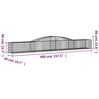 Arched Gabion Baskets 6 pcs 400x50x40/60 cm Galvanised Iron