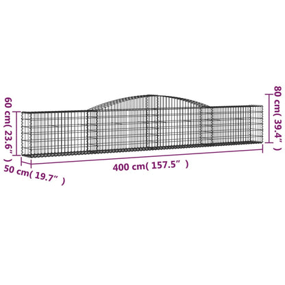 Arched Gabion Baskets 7 pcs 400x50x60/80 cm Galvanised Iron