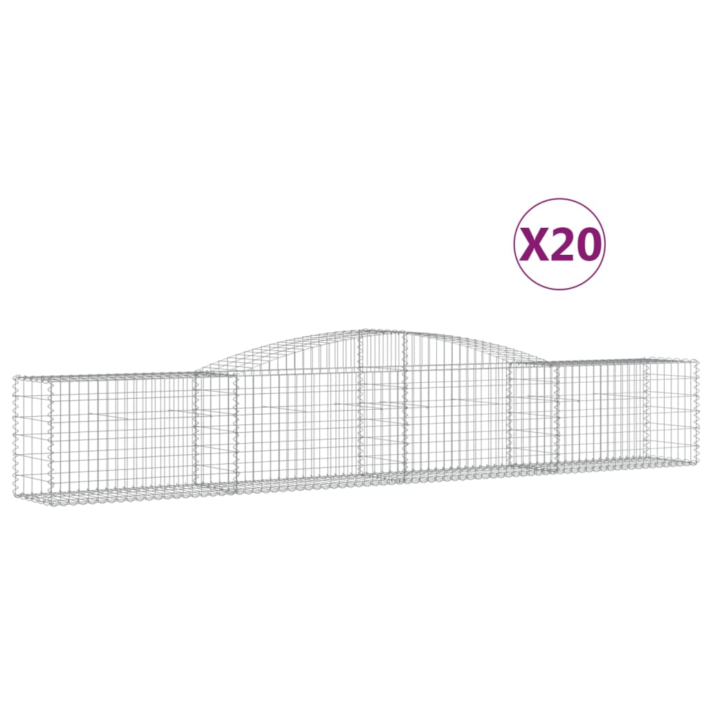 Arched Gabion Baskets 20 pcs 400x50x60/80 cm Galvanised Iron